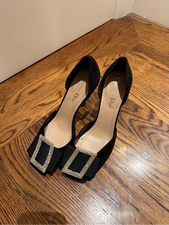 Dior Shoes - Dior Black Satin D’Orsay Pumps with Crystal Buckle